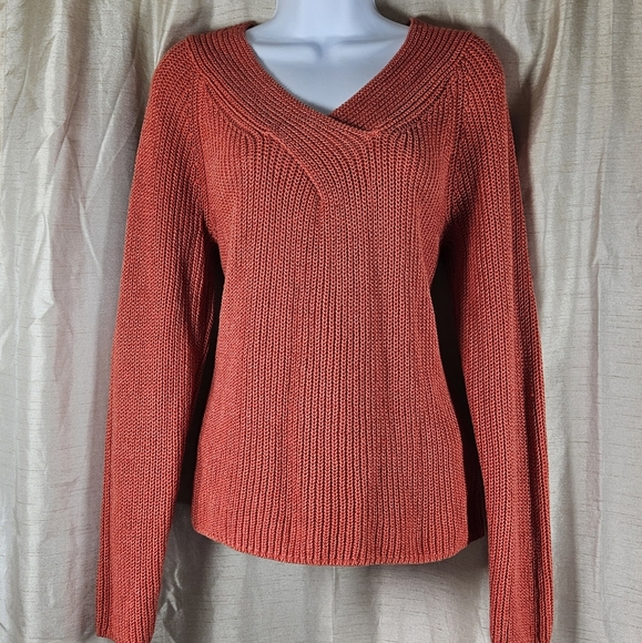 NWOT Talbots peach orange silk linen cable knit sweater Womens XLarge - Picture 4 of 6